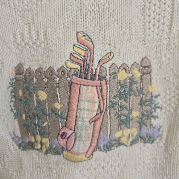 Northern Reflections Vintage Golf Theme Sweater 100% Cotton Size S - Picture 3 of 6